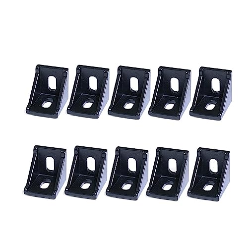 NURCIX CAREG 5pcs/10PCS 2020 3030 Corner Bracket Fitting Black Angle Aluminum Connector 3060 4040 4080 Fit for Industrial Aluminum Profile Durable (Color : 10pcs 3030-C Black)