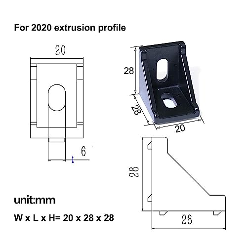 NURCIX CAREG 5pcs/10PCS 2020 3030 Corner Bracket Fitting Black Angle Aluminum Connector 3060 4040 4080 Fit for Industrial Aluminum Profile Durable (Color : 10pcs 3030-C Black)