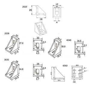 NURCIX CAREG 5pcs/10PCS 2020 3030 Corner Bracket Fitting Black Angle Aluminum Connector 3060 4040 4080 Fit for Industrial Aluminum Profile Durable (Color : 10pcs 3030-C Black)