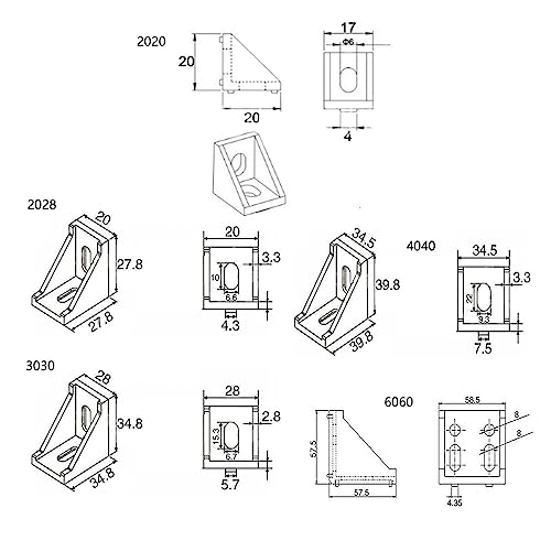 NURCIX CAREG 5pcs/10PCS 2020 3030 Corner Bracket Fitting Black Angle Aluminum Connector 3060 4040 4080 Fit for Industrial Aluminum Profile Durable (Color : 10pcs 3030-C Black)