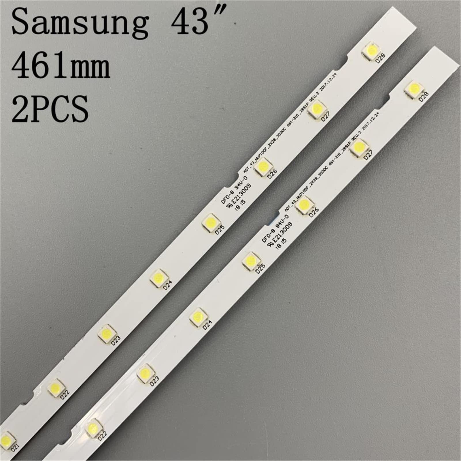 INPETS 2 PCS 28 LED Strip Light Strip Fit for Samsung 43 "TV UE43NU7100U AOT_43_NU7100F_2X28_3030C BN44-00947A UE43NU7120U