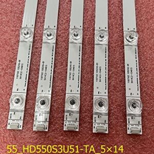 ROTEMADEGG Kit 5pcs 14LED LED Backlight Strip Compatible with Hisense 55H8E 55H9E IC-A-CNDN55D975 H55A6500 55_HD550S3U51-TA_5X14_3030C 55HS68U (Color : Kit 5 PCS for 1 TV)