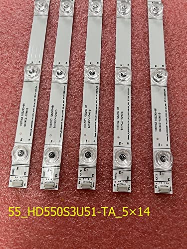 ROTEMADEGG Kit 5pcs 14LED LED Backlight Strip Compatible with Hisense 55H8E 55H9E IC-A-CNDN55D975 H55A6500 55_HD550S3U51-TA_5X14_3030C 55HS68U (Color : Kit 5 PCS for 1 TV)