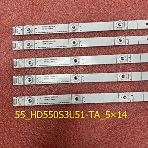 ROTEMADEGG Kit 5pcs 14LED LED Backlight Strip Compatible with Hisense 55H8E 55H9E IC-A-CNDN55D975 H55A6500 55_HD550S3U51-TA_5X14_3030C 55HS68U (Color : Kit 5 PCS for 1 TV)