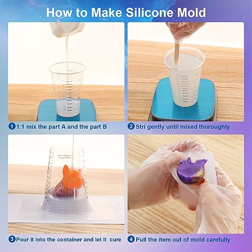 CHANGTIKEJI Silicone Mold Making Kit,84OZ Super Elastic Liquid Silicone for Mold Maker, Fast Cure Translucent Silicone Rubber for Casting Resins Mold,Silicone Mold,Candle Mold,Soap Mold,Food Mold