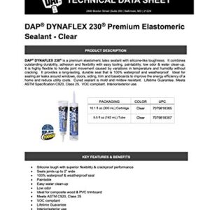 12 Pack of 10.1 oz Dap 18305 Dynaflex 230 Clear Premium Window, Door, and Trim Sealant