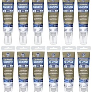 GE Store GE-GE500-12/PACK GE GE500 Silicone Caulk, 2.8 oz Tube, Clear (Pack of 12)