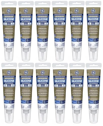 GE Store GE-GE500-12/PACK GE GE500 Silicone Caulk, 2.8 oz Tube, Clear (Pack of 12)