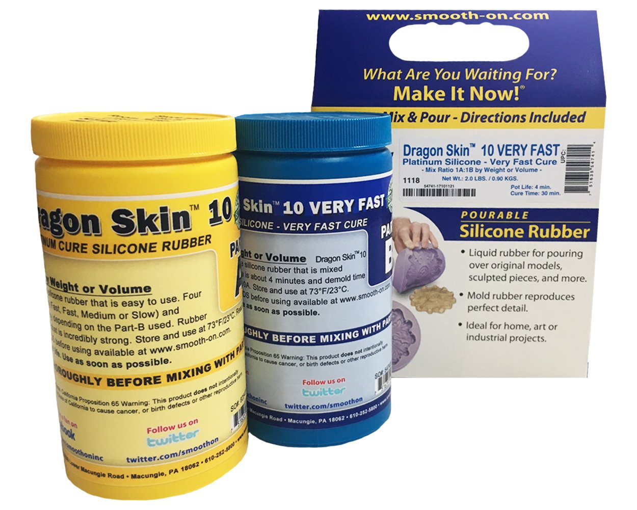 Dragon Skin 10 Very Fast Platinum Silicone Cure 2 Pints Kit (2 lbs)