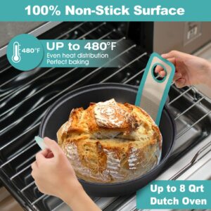 Silicone Bread Sling Dutch Oven - Best Japan Silicone. Non-Stick & Easy Clean Reusable Silicone Bread Baking Mat. With Extra Long Handles Bread Baking Sheet Liner, 2 Aqua Sky Set Transferable Dough