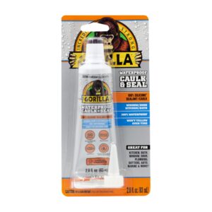 Gorilla Waterproof Caulk & Seal100% Silicone Sealant, 2.8oz Squeeze Tube, Clear (Pack of 1)