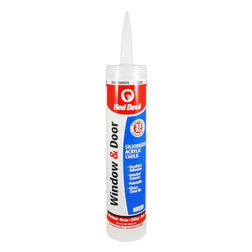 Red Devil 0876 Window & Door Siliconized Acrylic Caulk, 10.1 oz, Clear