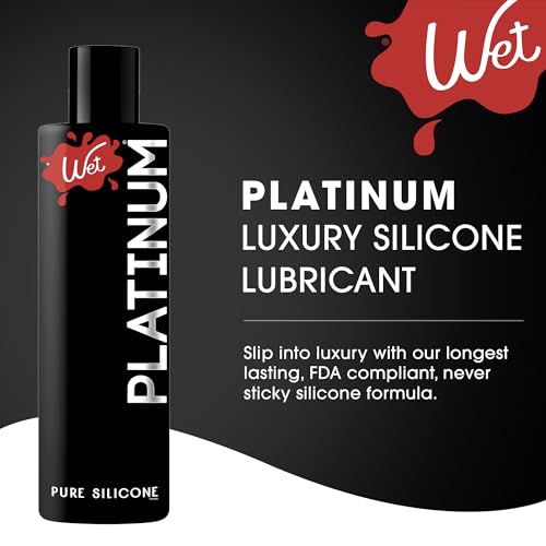 Wet Platinum Silicone-Based Lube for Men, Women & Couples, 4.2 Fl Oz - Ultra Long-Lasting & Water-Resistant Premium Personal Lubricant - Safe to Use with Latex Condoms - Non-Sticky & Hypoallergenic