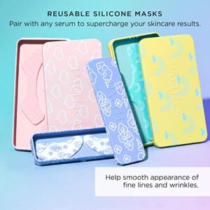 Pacifica Beauty | Reusable Undereye Mask | Silicone Mask | Vacuum Seal & Lifting Effect | Minimize Fine Lines + Wrinkles | Pair with Serum | Storage Tin Included | Vegan + Cruelty Free