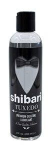 shibari tuxedo silicone lubricant, premium thick lube for women, men, couples, for vaginal, solo or anal play, compatible with natural rubber latex, polyurethane, and polyisoprene condoms, 8 fl oz