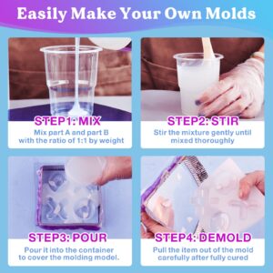 LET'S RESIN Silicone Mold Making Kit 63.48oz/3.968lbs,Non-Toxic Mold Making Silicone Rubber,Silicone Mold Maker,Clear Liquid Molding Silicone Kit for Resin Molds, Silicone Molds Making