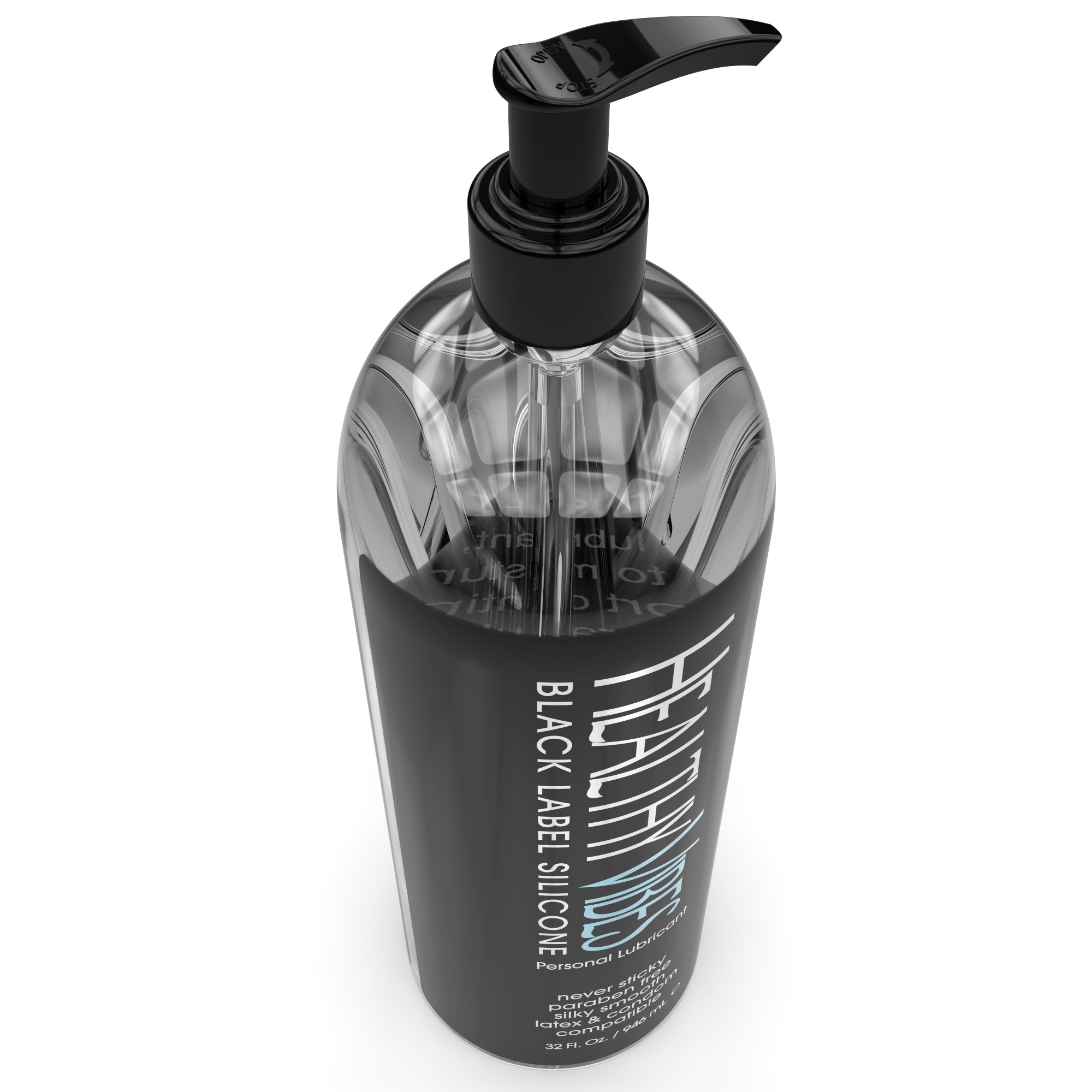 Healthy Vibes Black Label Silicone Personal Lubricant -Silicone Based Lube Lasts Long & Easy to Clean, Water Resistant, Safe for Most Skin Types, 32oz