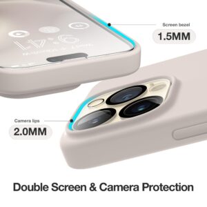 GONEZ for iPhone 14 Pro Max Case Silicone, Compatible with Magsafe, with 2X Screen Protector + 2X Camera Lens Protector, Liquid Silicone Shockproof Protective iPhone 14 ProMax Case, Stone