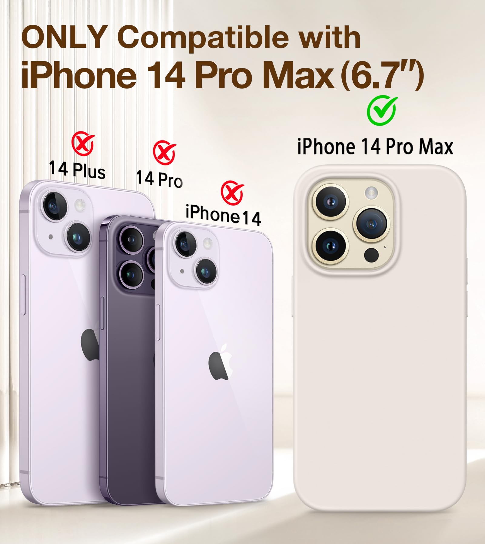 GONEZ for iPhone 14 Pro Max Case Silicone, Compatible with Magsafe, with 2X Screen Protector + 2X Camera Lens Protector, Liquid Silicone Shockproof Protective iPhone 14 ProMax Case, Stone