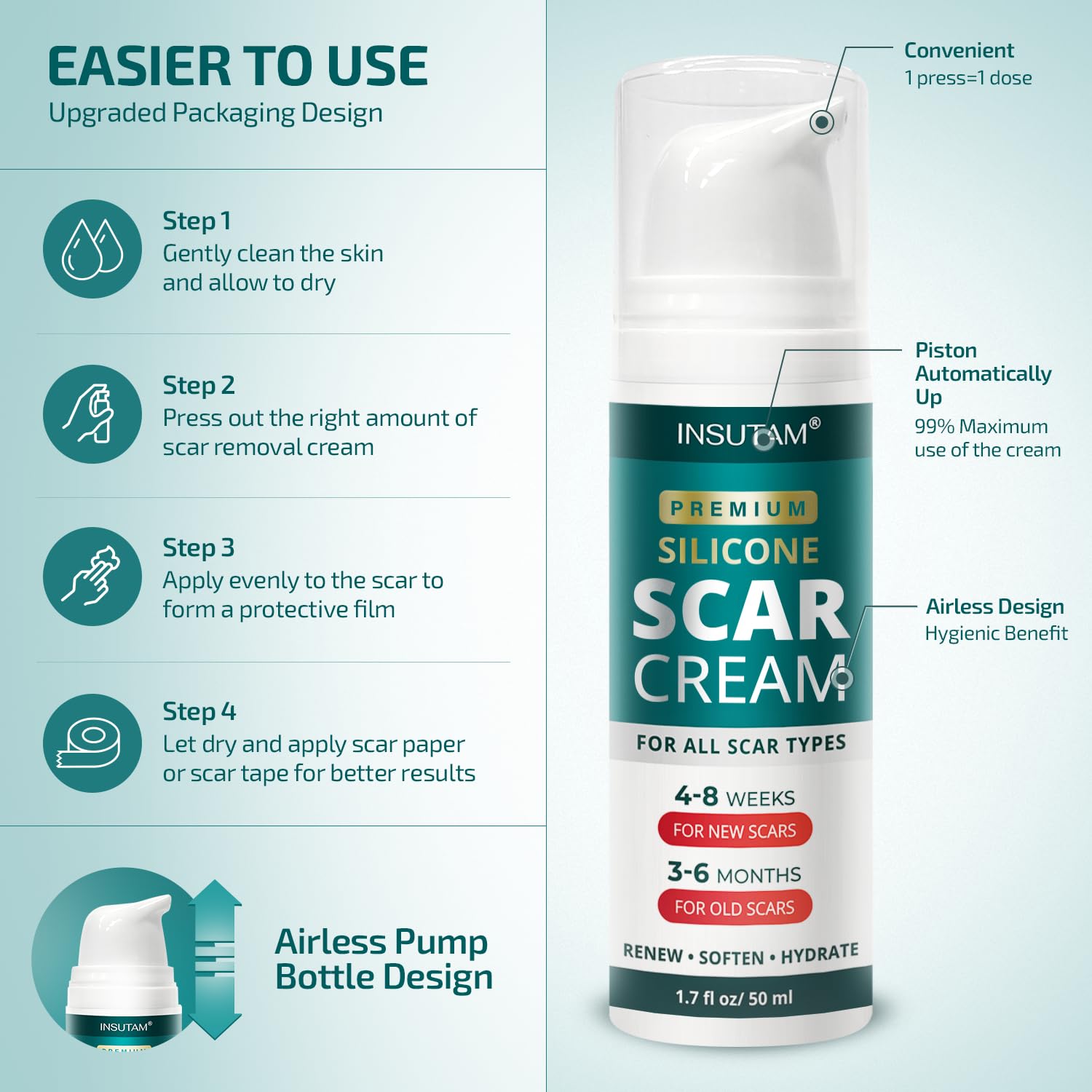 Silicone Scar Cream Gel for Scars: Medical Grade Silicone for Old and New Scars