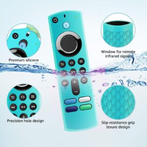 (2 Pack) ONEBOM Silicone TV Remote Cover Case, Anti Slip Silicone Protective Control Case Cover with Lanyard（Glow Pink&Sky Blue）