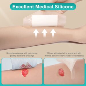 Dimora Silicone Foam Dressing with Border Adhesive 4"x4" Wound Dressing First Aid Bandage for Wound Care 10 Pack FSA/HSA Approved