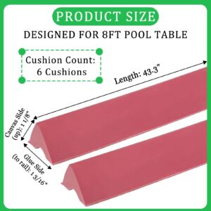 K66 Rubber Bumpers Replacement (Pack of 6) for 8ft Pool Table, Billiard Rail Cushions with 8 Corner Pocket Facings & 4 Side Pocket Facings