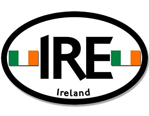 Magnet Oval White IRE with Ireland Flags Magnetic Sticker (Irish Dublin Decal)