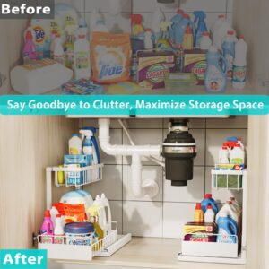 Floridy 2 Packs Under Sink Organizer, Pull Out Under Sink Organizers and Storage 2 Tier Slide Out Cabinet Basket Organizer Under Sink Storage Shelf for Kitchen Bathroom Cabinet