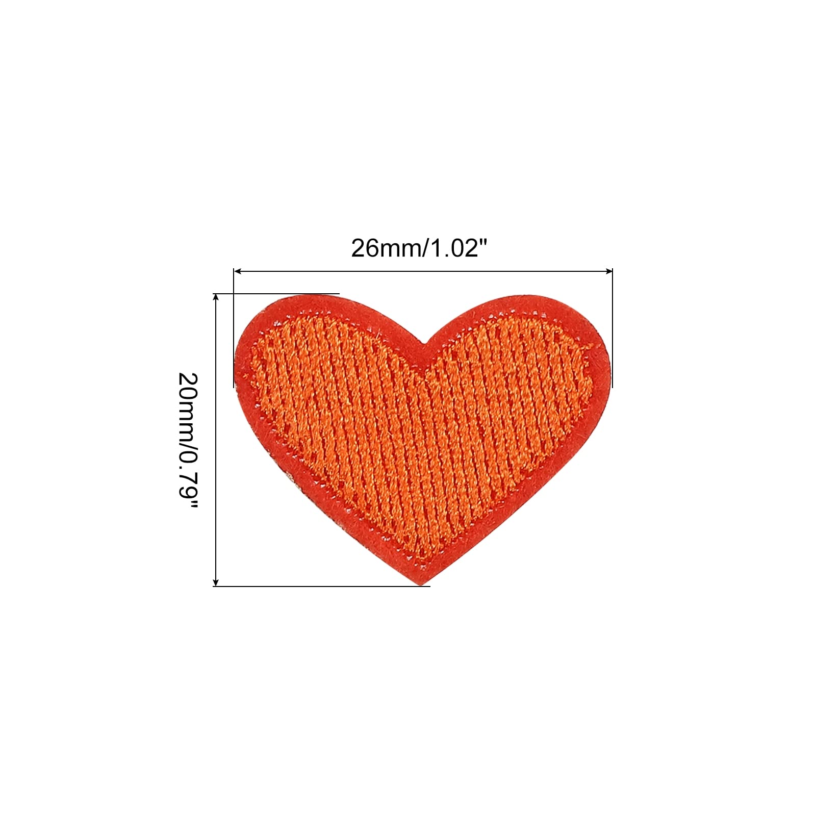 MECCANIXITY Heart Shaped Iron on Patches Orange Embroidered Sew on Love Applique Patches for Clothing Jackets Backpack Shoes Repairing Decorations Pack of 15