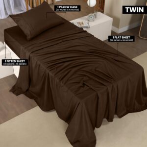 Utopia Bedding Twin Bed Sheets Set - 3 Piece Bedding - Brushed Microfiber - Shrinkage and Fade Resistant - Easy Care (Twin, Brown)