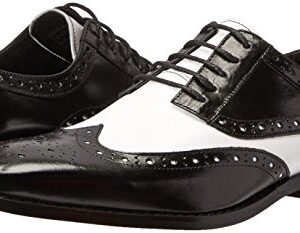 Stacy Adams Men's Tinsley-Wingtip Oxford, Black/White, 15 M US