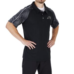 officially licensed zubaz men's nfl elevated field polo with tonal viper print accent, carolina panthers, size x-large