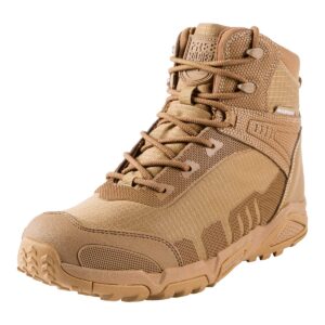 free soldier men's waterproof hiking boots lightweight work boots military tactical boots durable combat boots(brown, 11 wide us)