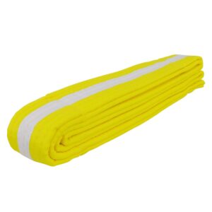 aama color belts with white stripe for martial arts - taekwondo karate judo - yellow - size 5