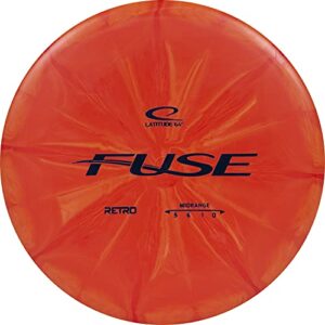 latitude 64 retro burst fuse midrange disc golf, beginner outdoor games, midrange frisbee, 170g +, stamp color and burst pattern will vary, orange