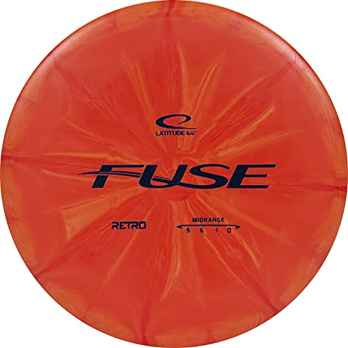 Latitude 64 Retro Burst Fuse Midrange Disc Golf, Beginner Outdoor Games, Midrange Frisbee, 170g +, Stamp Color and Burst Pattern Will Vary, Orange