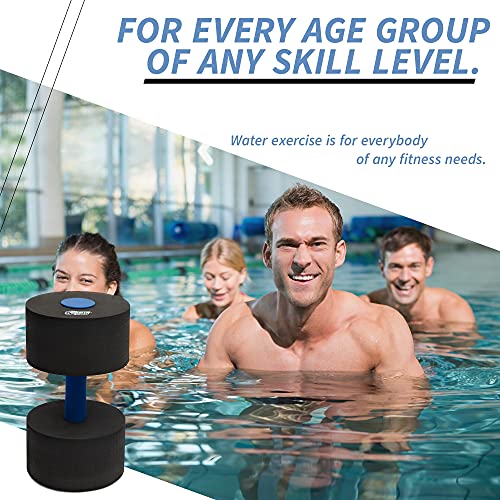 Sunlite Sports High-Density EVA-Foam Dumbbell Set, Water Weight, Soft Padded, Water Aerobics, Aqua Therapy, Pool Fitness, Water Exercise - Advanced Size (Black, X-Large)