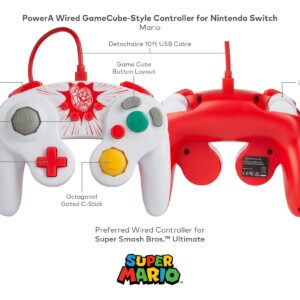 PowerA Wired GameCube Style Controller for Nintendo Switch - Mario, Gamepad, Wired Video Game Controller, Gaming Controller, GameCube Controller - Nintendo Switch