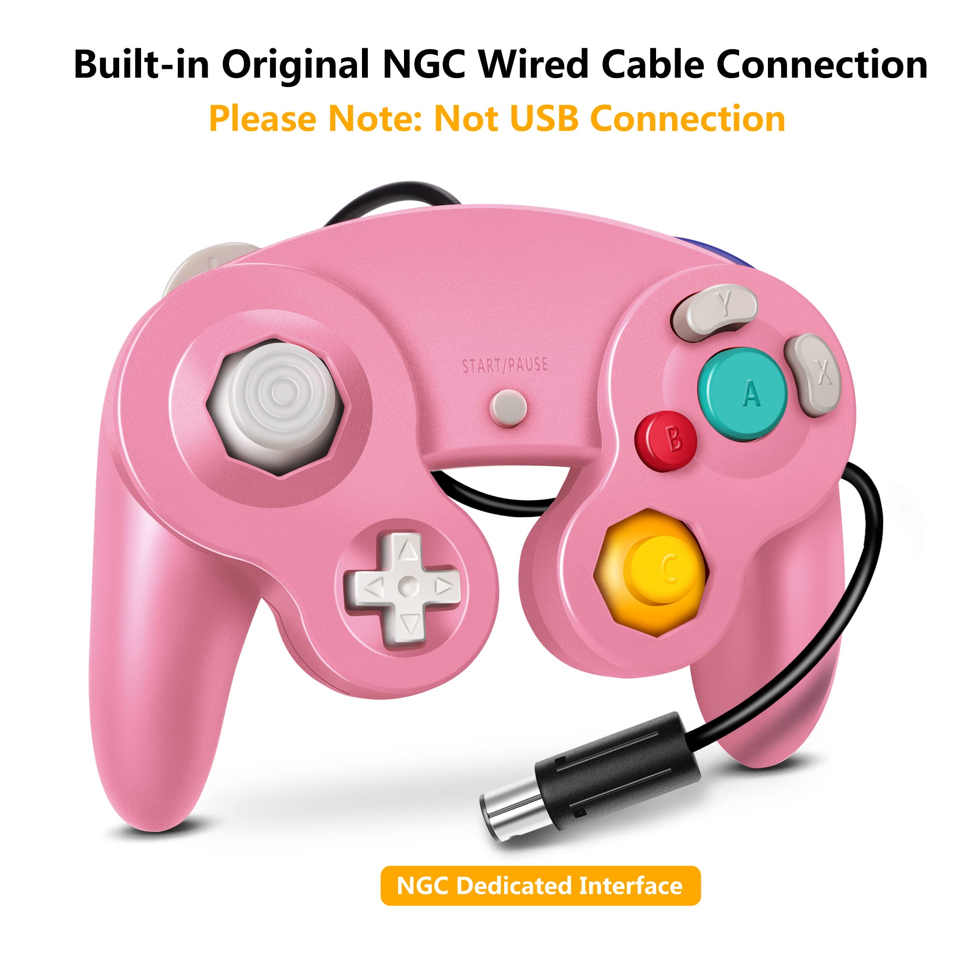FIOTOK Gamecube Controller, Classic Wired Controller for Wii Nintendo Gamecube (Pink)