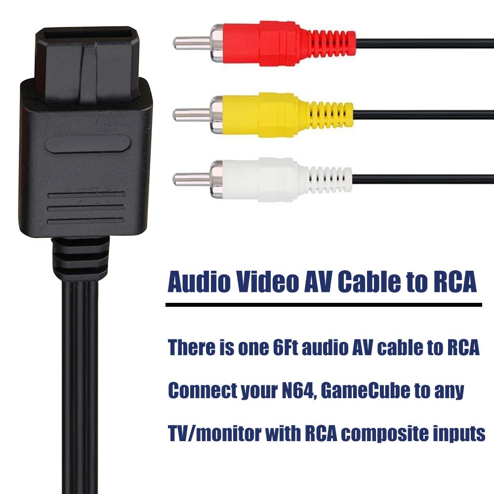 AV Cable Composite Video Cord Compatible with Nintendo 64/N64/GameCube/Super Nintendo SNES TV Game(6 Feet)