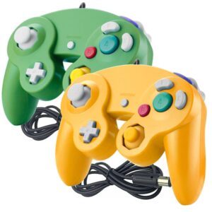 Reiso Gamecube Controller, 2 Pack NGC Classic Wired Controller for Wii Game cube Console (Orange and Green)