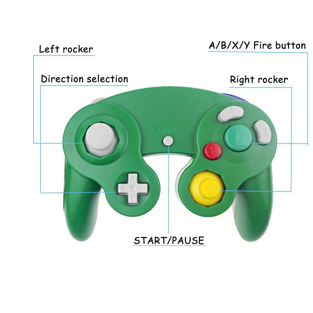 Reiso Gamecube Controller, 2 Pack NGC Classic Wired Controller for Wii Game cube Console (Orange and Green)