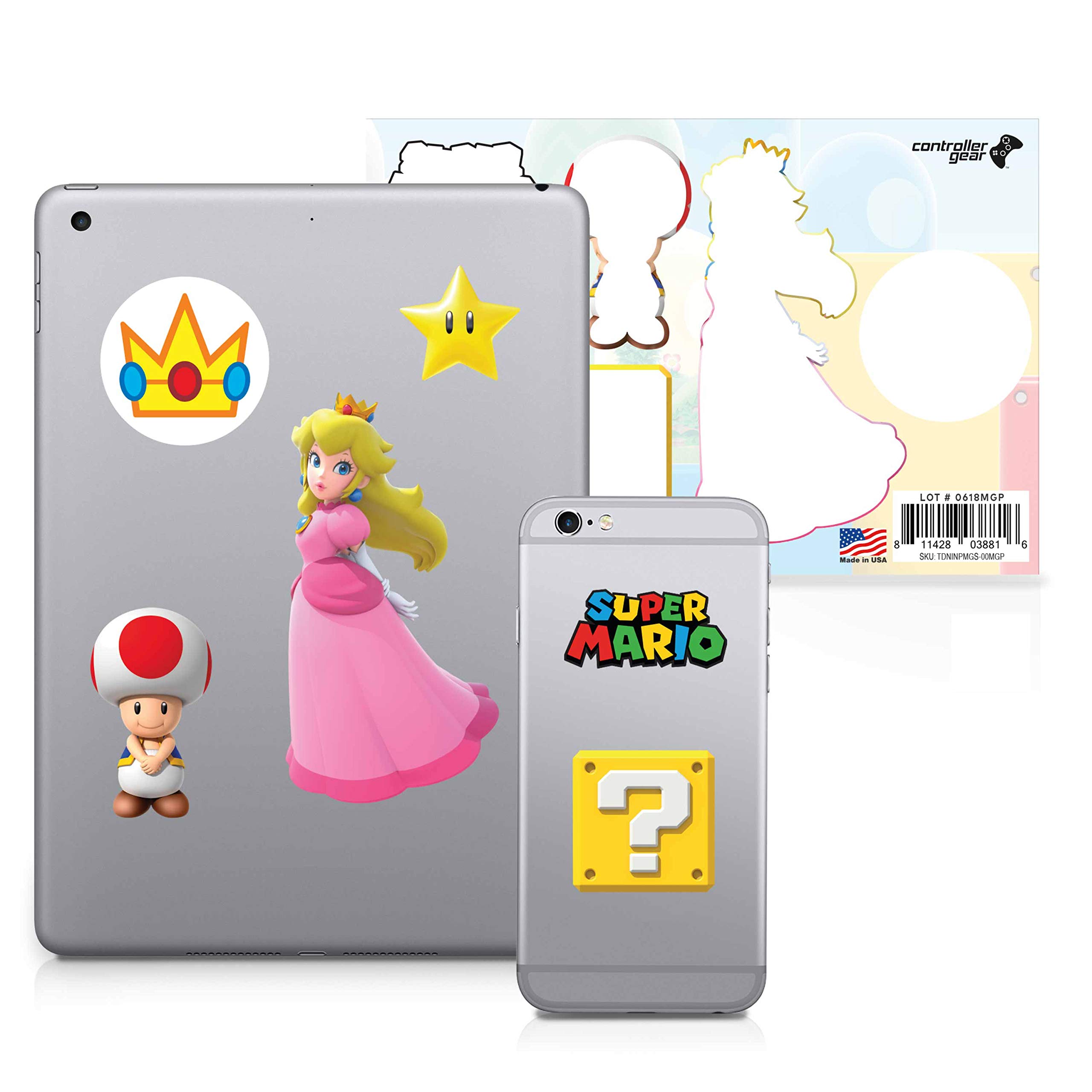 Controller Gear Officially Licensed Super Mario - Character Tech Decal Pack - Peach's Kingdom - Nintendo Wii; GameCube