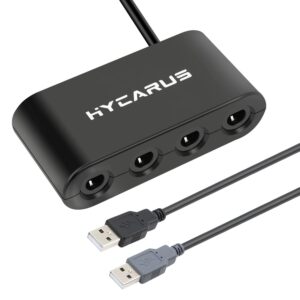 HYCARUS Gamecube Adapter for Nintendo Switch Gamecube Controller Adapter and WII U and PC Adapter, Compatible with Nintendo Switch, Super Smash Bros Switch Gamecube Adapter with 4 Ports