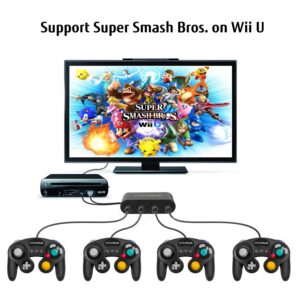 HYCARUS Gamecube Adapter for Nintendo Switch Gamecube Controller Adapter and WII U and PC Adapter, Compatible with Nintendo Switch, Super Smash Bros Switch Gamecube Adapter with 4 Ports