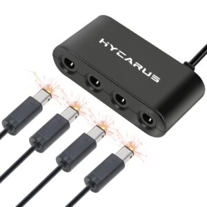 HYCARUS Gamecube Adapter for Nintendo Switch Gamecube Controller Adapter and WII U and PC Adapter, Compatible with Nintendo Switch, Super Smash Bros Switch Gamecube Adapter with 4 Ports