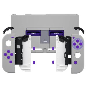 eXtremeRate DIY Replacement Shell Buttons for Nintendo Switch, Soft Touch Back Plate for Switch Console, Custom Housing Case with Full Set Buttons for Joycon Handheld Controller - Classics SNES Style