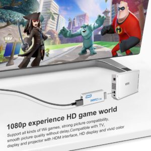 SNLLMZI Wii to HDMI Adapter Converter with 3.5mm Audio Jack & 1080p 720p HDMI Output, Compatible with All Wii Modes