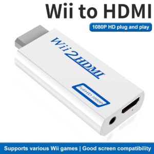 SNLLMZI Wii to HDMI Adapter Converter with 3.5mm Audio Jack & 1080p 720p HDMI Output, Compatible with All Wii Modes